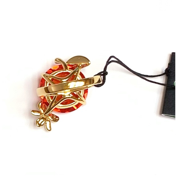 NWT Kate Spade ♠️ SWEET CITRUS ORANGE 12K Gold Plated Brass CZ Stones Ring - Picture 6 of 8